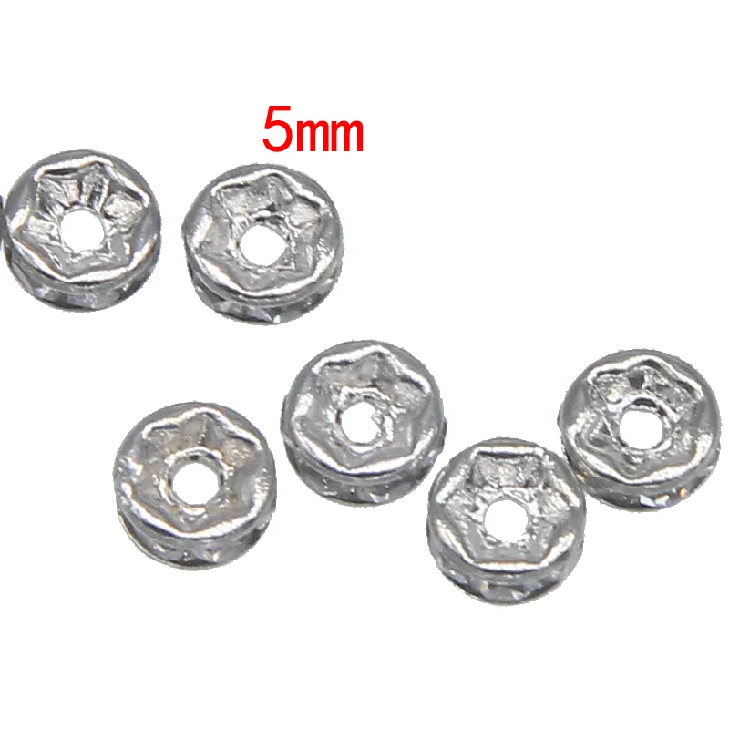 100pcs/lot 5mm Gold Silver Color Rhinestone Rondelles Crystal Bead Loose Spacer Beads for DIY Jewelry Making Accessories fashion | Украшения