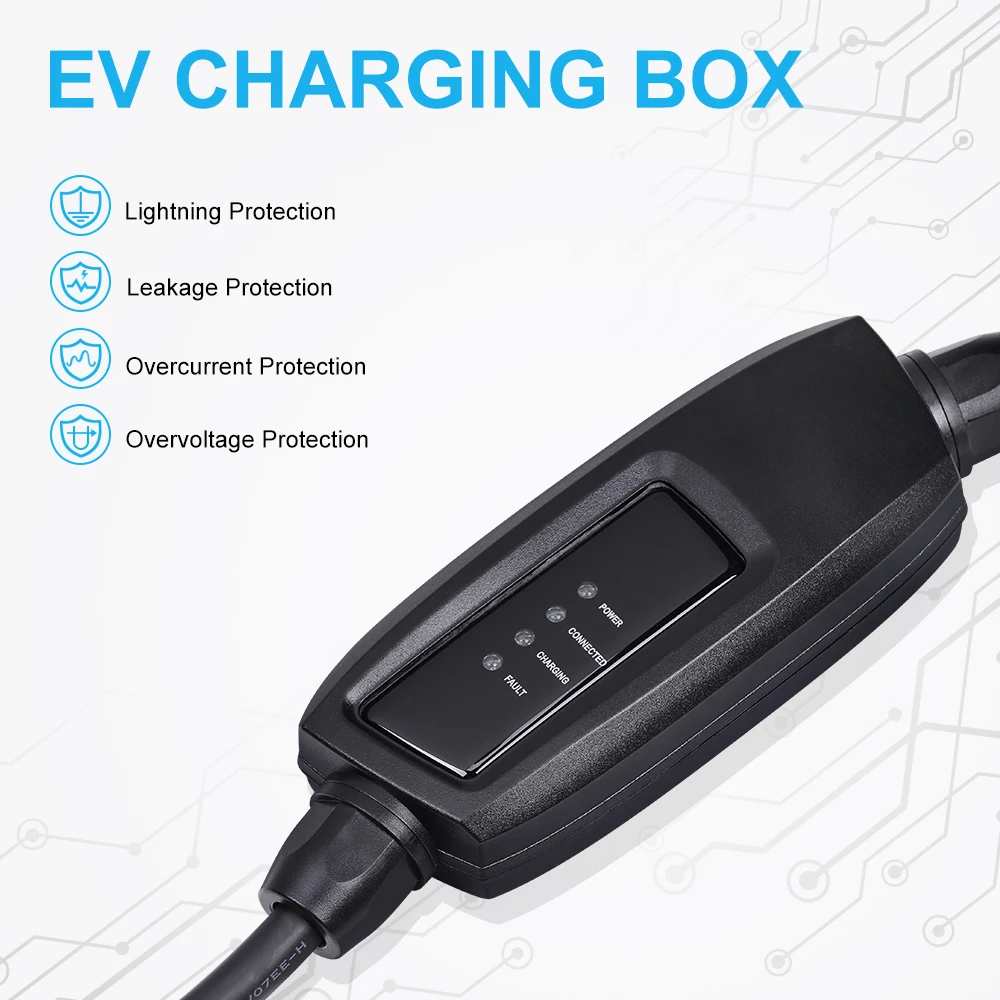 Портативный зарядный кабель EVSE 16A Schuko Универсальный IEC 62196-2 типа 2 для автомобиля 6