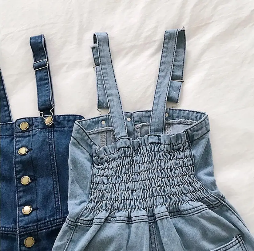 Sexy Denim Overalls Women Summer Buttons Up Playsuit Jeans Romper Combinaison Female Elegant Jumpsuit Femme Jean Shorts Bodysuit