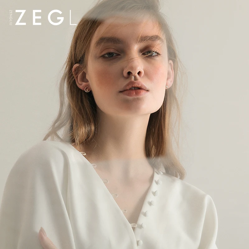 Женские 925 пробы Серьги ZEGL асимметричные серьги в форме звезды Луны