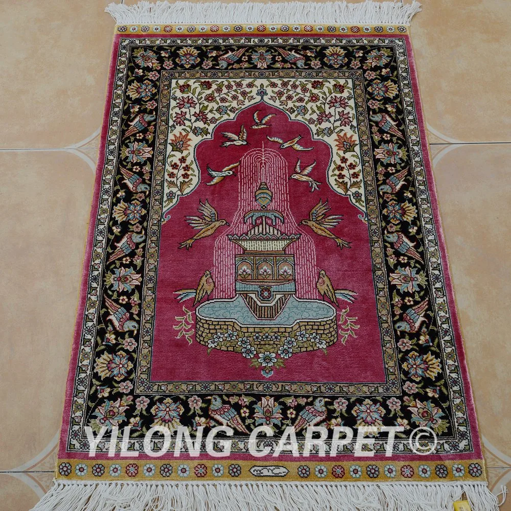 Иранский шелковый ковер Yilong 2 'x 3' Молитвенный Ковер изысканный красный
