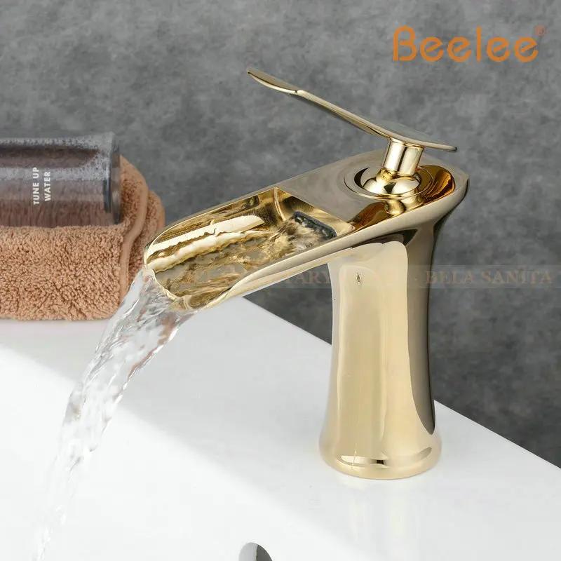 Смеситель для ванной комнаты Beelee кран с водопадом белого и античного цвета