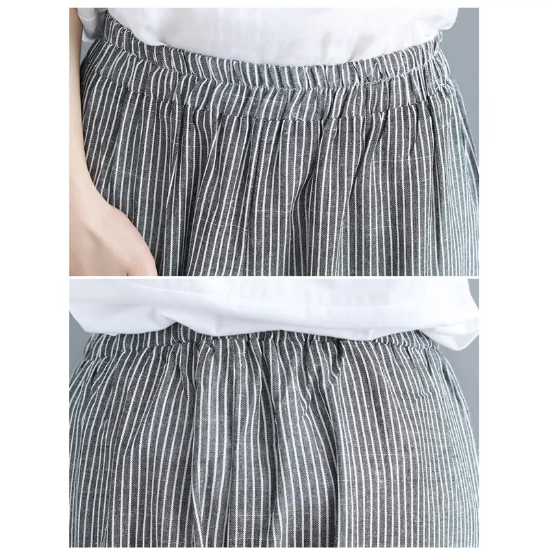 M-5XL Pants Female Plus Size Women's Summer Clothing Fashion Striped Casual Tide New Pantalon Femme Large Trousers f1215 | Женская