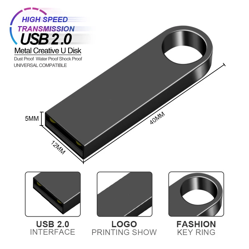 USB флеш накопитель Флешка металлический Серебряный U диск 32 Гб 64 128 ГБ 16 8