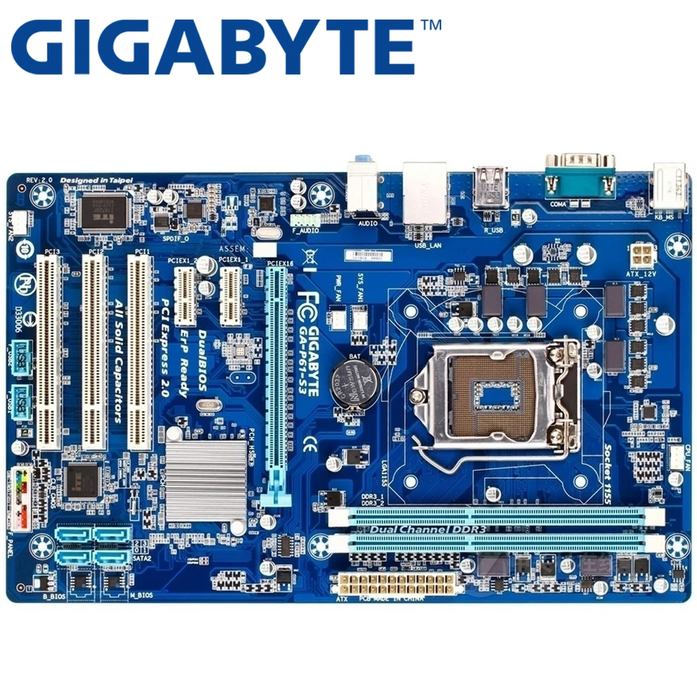Десктопная Материнская плата GIGABYTE H61 Socket LGA 1155 i3 i5 i7 DDR3 16 ГБ ATX оригинальная б/у