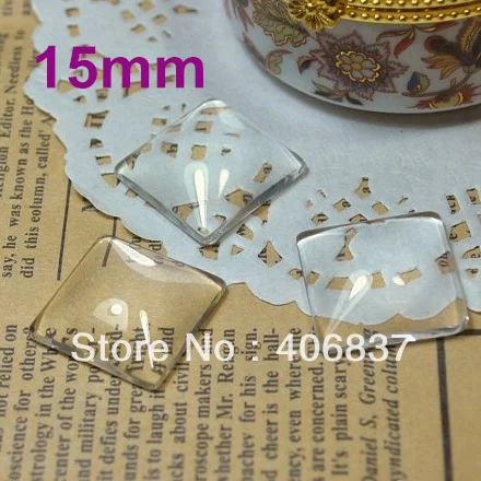 

100pcs/Lot, Good Quality 15mm Dome Square Transparent Clear Magnifying Glass Cabochon