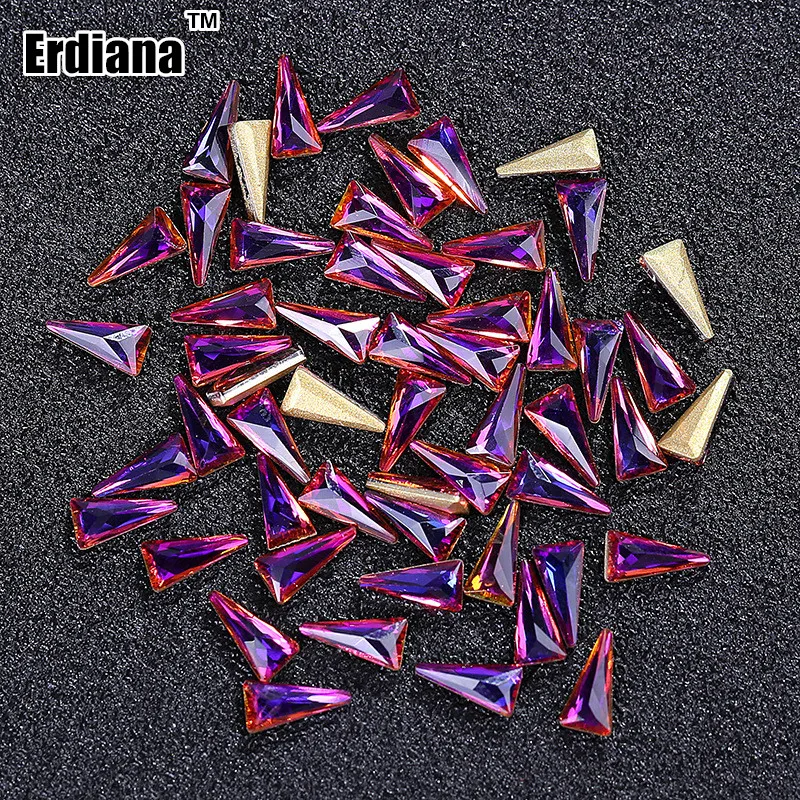 Erdiana 10 шт./компл. 5*10 мм хрусталя ногтей украшения треугольник AB блестящие