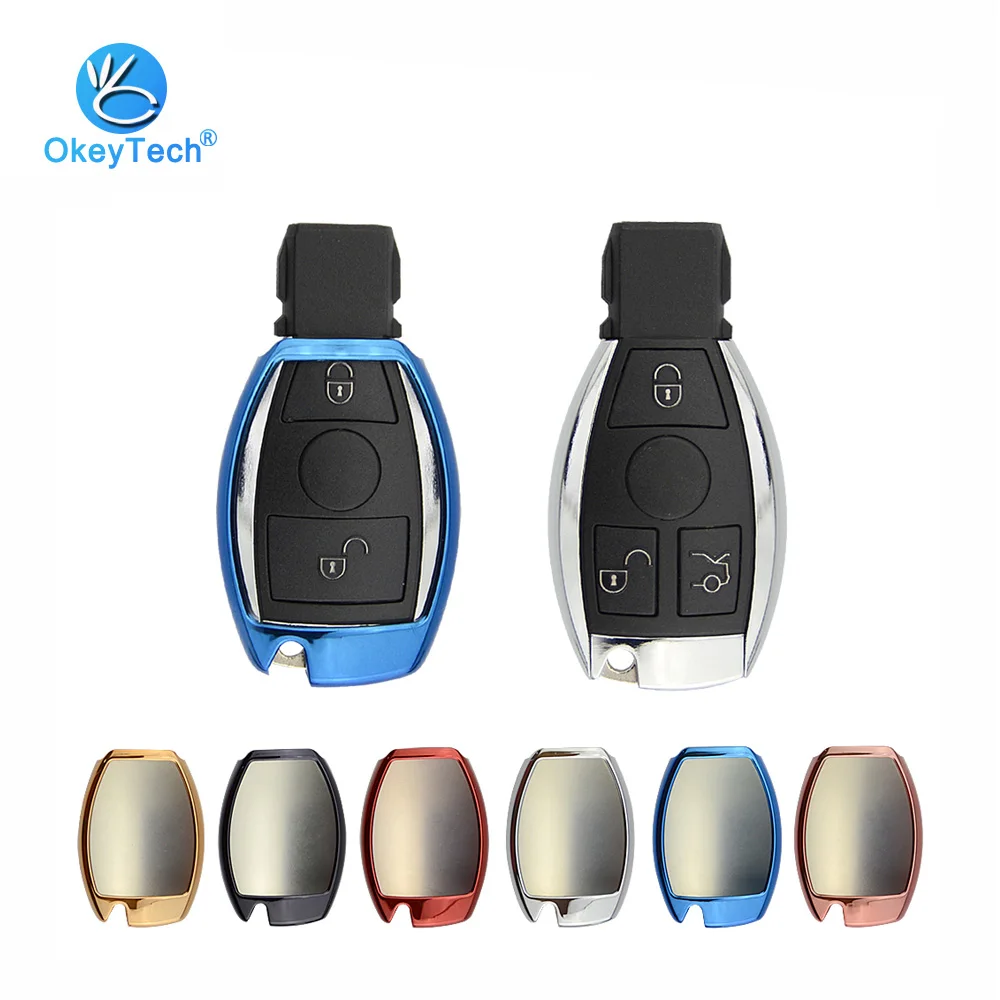 OkeyTech TPU чехол для автомобильного ключа Benz Smart Key 3 кнопки защитный кожи Fob держатель