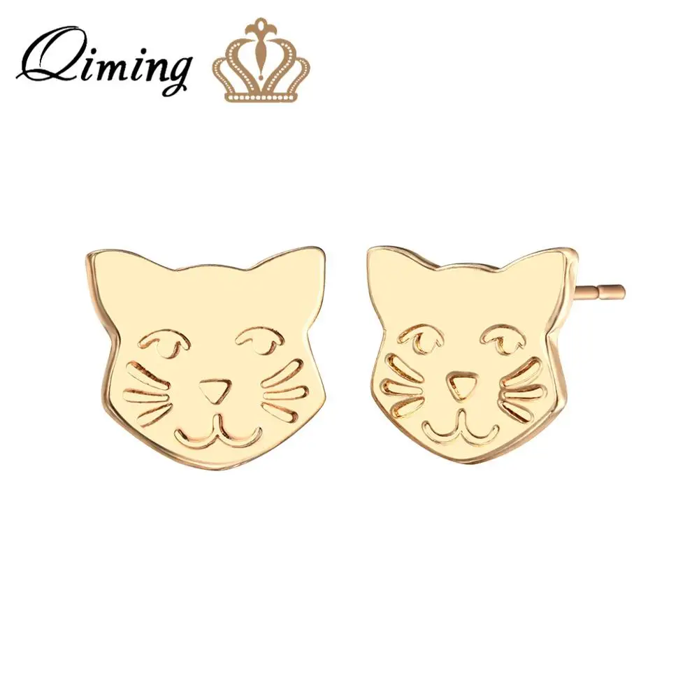 cat Новинка кошка такса собака серьги с лапами женский ребенок девочки подарок на день рождения Серебро Золото милые животные сережки-шпильки оптом ювелирные изделия - Окраска металла: cat