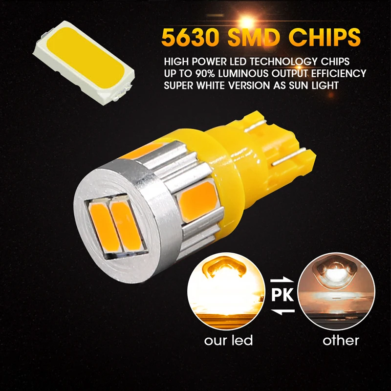 6 шт. Авто светоизлучающий диод T10 W5W 168 светодиодный лампы 5630 6Smd Автомобильное