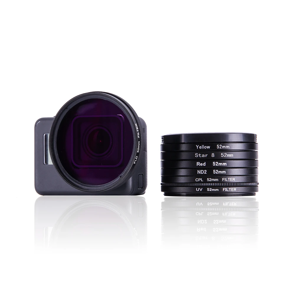 52 мм UV CPL ND2 ND8 красный желтый FLD Star 8 фильтр объектива + крышка кольцо адаптера для