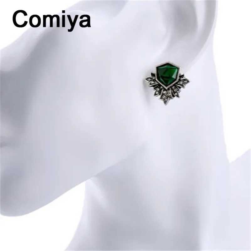Comiya Brincos Punk Fashion Antique Silver Color Zinc Alloy Epoxy Resin Stone Stud Earrings Pendientes Hombre Post Lady Earring | Украшения