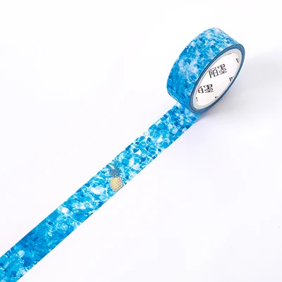 blue summer 15 мм осенние листья Снежный лес солнечное небо Сумерки зеленые листья море галактика васи лента DIY планировщик дневник в стиле Скрапбукинг маскирующая лента - Цвет: blue summer