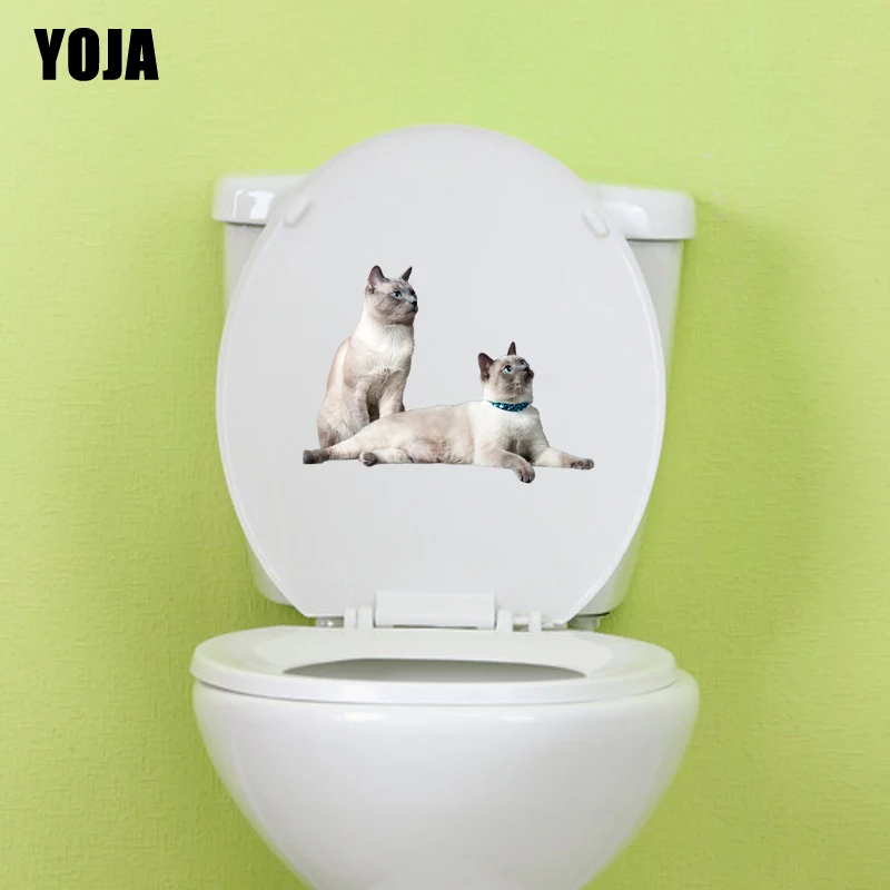 

YOJA 22,7*16,5 см две кошки наклейки для унитаза Современная гостиная спальня домашний Декор стикер T3-0422