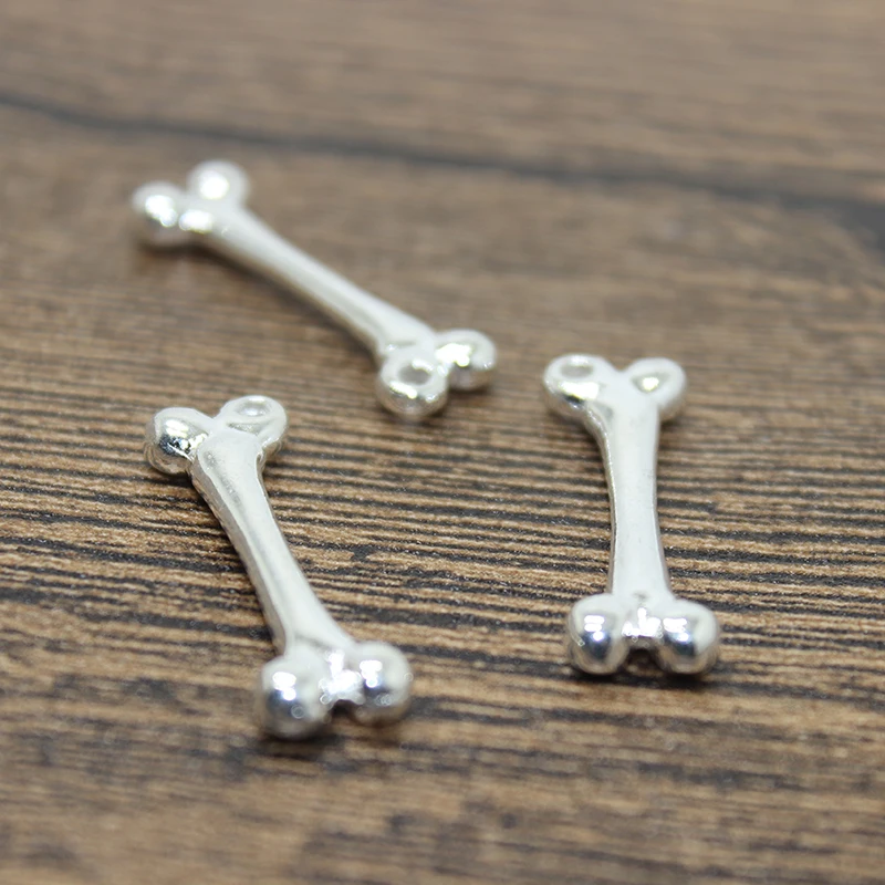 10 шт -- Bone charm 31x9x4 мм Яркий Серебряный тон Femur 2 сторонние Подвески Подвеска |