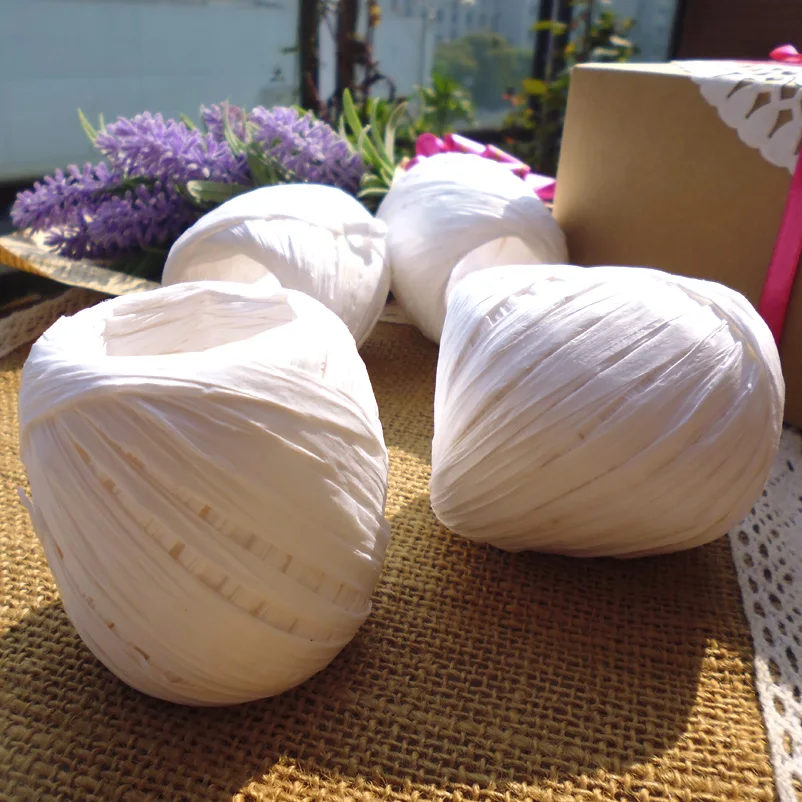 Белая рафия ленточный шнур/белая веревка из рафии для подарочной упаковки