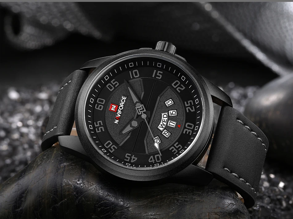 Бренд NAVIFORCE, мужские спортивные часы, мужские кварцевые часы с датой, мужские часы с кожаным ремешком, военные водонепроницаемые наручные часы, мужские часы