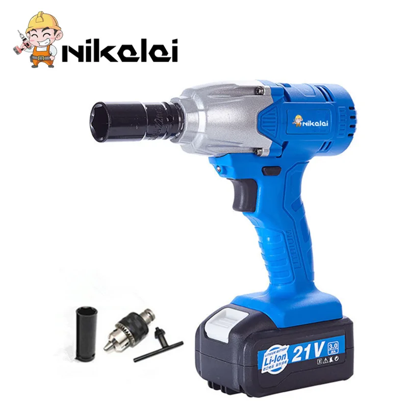 NIKALAI 1/2 ''Li-Ion 21 в 3.0Ah литиевая батарея торцевой ключ Электрический ударный гайковерт автомобильные шины Колесные гаечные ключи аккумуляторная дрель инструмент