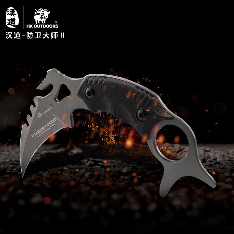 

HX Outdoors Fixed Blade Knife Karambit Knife, 440C,K10 Handle ,58HRC, Camping Hunting Survival Kinves EDC Tools With K Sheath