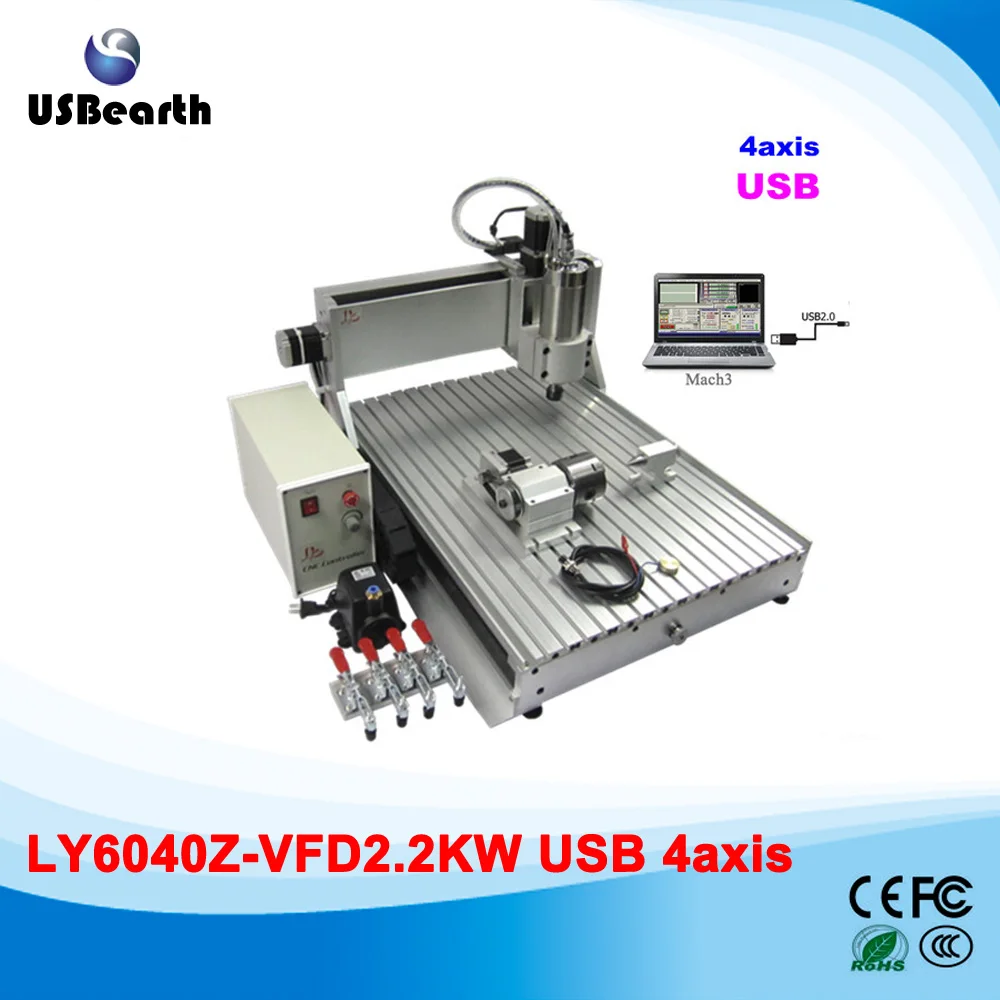4 осевое оборудование с ЧПУ 2 кВт мощность оси USB CNC фрезерный станок 6040 14 комплект