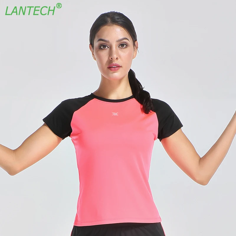Рубашка LANTECH женская летняя с коротким рукавом эластичная контрастная