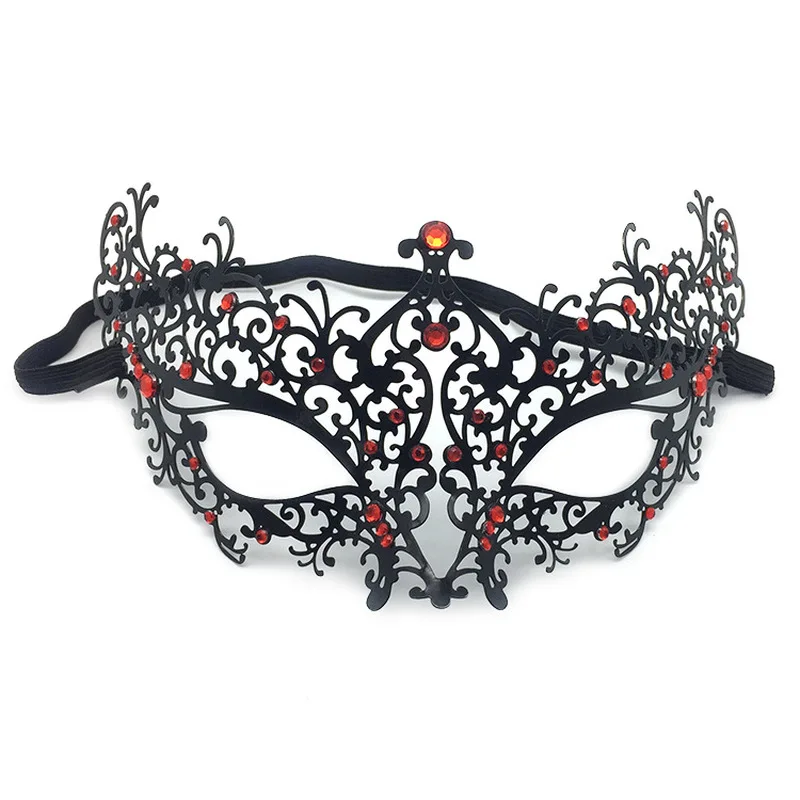 Womens Elegant Light Metal Venetian Black Masquerade Mask Red or Blue Pink Rhinestones Party Costume Ball Wedding Masks | Дом и сад