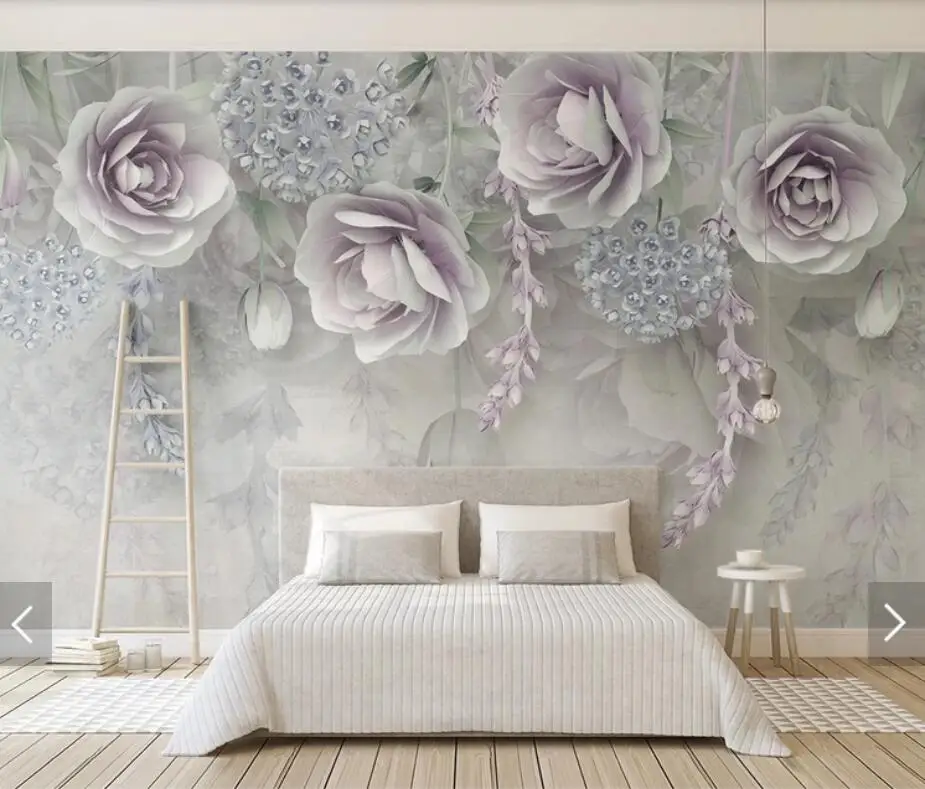 

3D тисненые цветы, фотообои, фрески для спальни, гостиной, Настенный декор, настенные бумаги, обои для стен 3 d на заказ