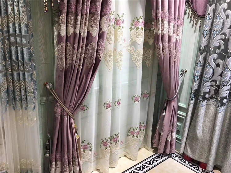 Высококачественные европейские бархатные занавески с вышивкой для гостиной, Классические роскошные занавески для спальни и окон