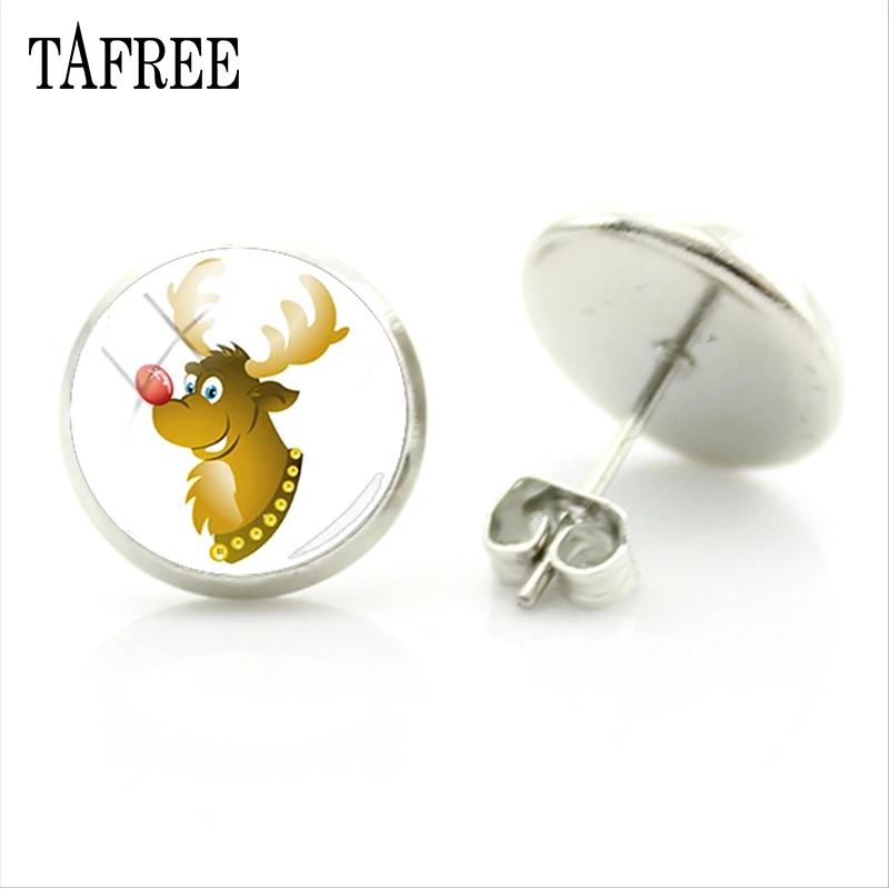 Новые рождественские Модные серьги гвоздики TAFREE с оленем Санта Клаусом красивой