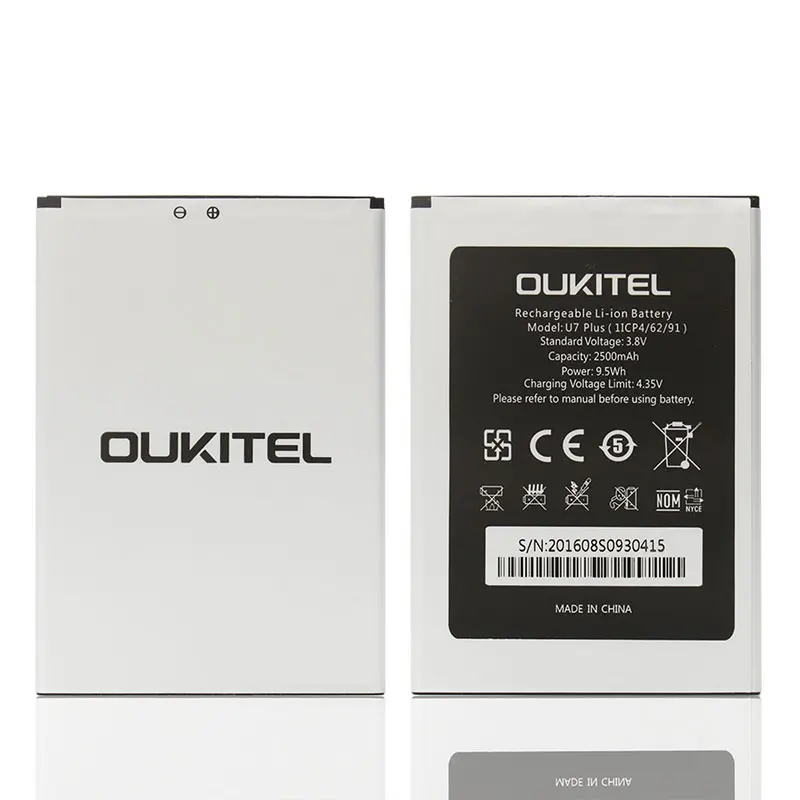 Oukitel U7 plus аккумулятор 2500 мАч 100% Оригинальный Новый Сменный аксессуар
