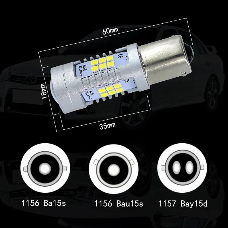 2X 1156 LED BA15S P21W база 3535 чипов 6000K белый красный желтый кристалл синий стоп сигнал