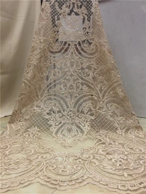 

2019 Embroidery mesh tulLe lace fabric 5yards flower pattern sequins african lace fabrics wholesale for wedding party white