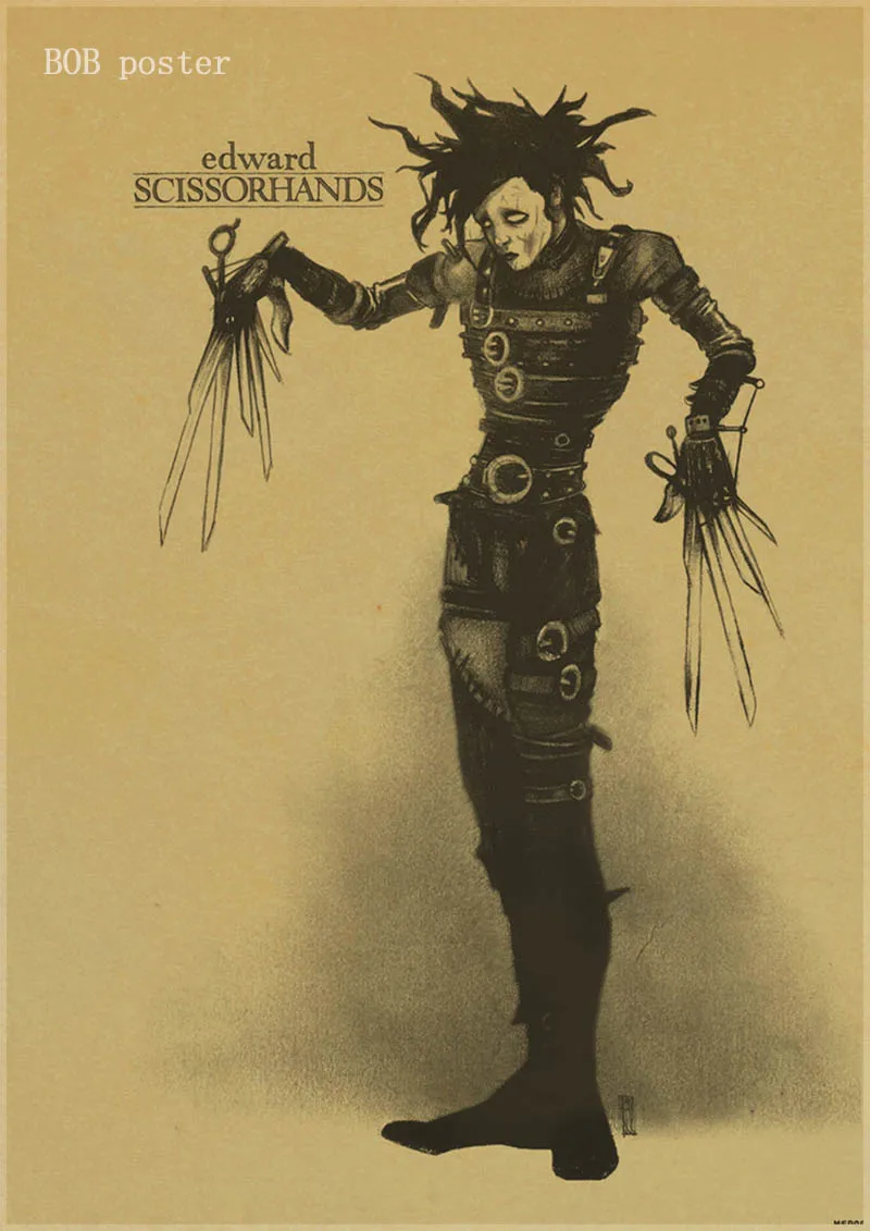P028 Эдварда Scissorhands плакат классический постер фильмов в стиле винтаж ретро крафт настенная бумажная наклейка - Цвет: P028