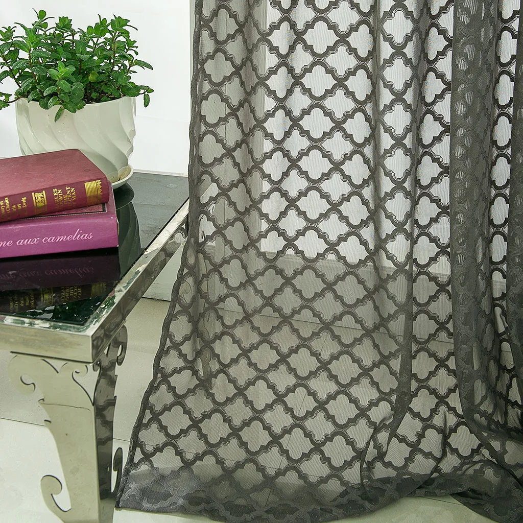 1 шт. элегантные кружевные геометрические Изящные тюлевые оконные шторы