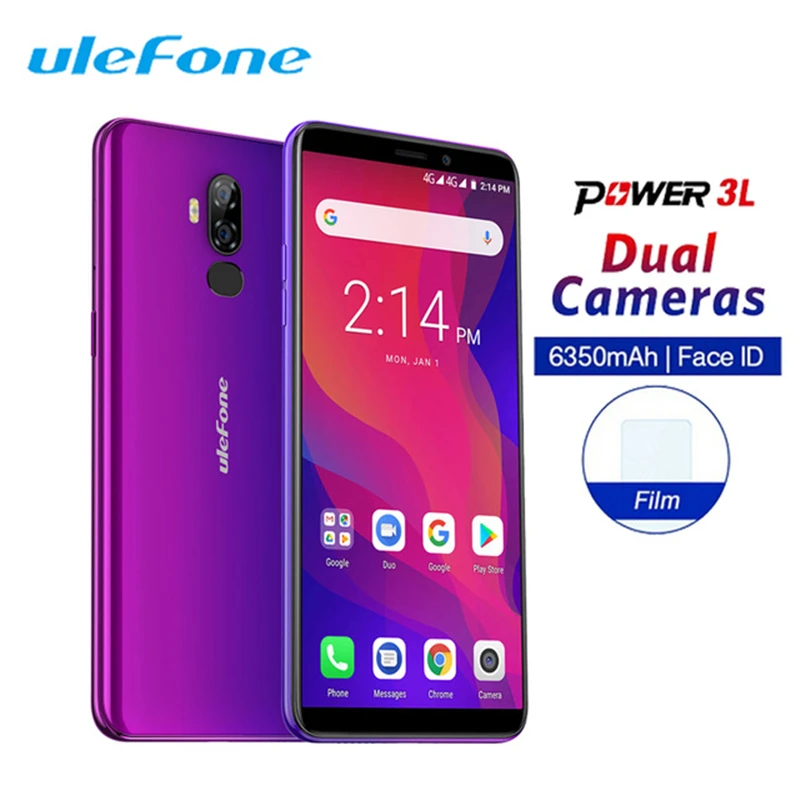 Ulefone power 3L 6 0 дюймов 18:9 полноэкранный смартфон 6350 мАч MT6739 2 Гб 16 Celular Face ID 13MP + 5MP Android 8