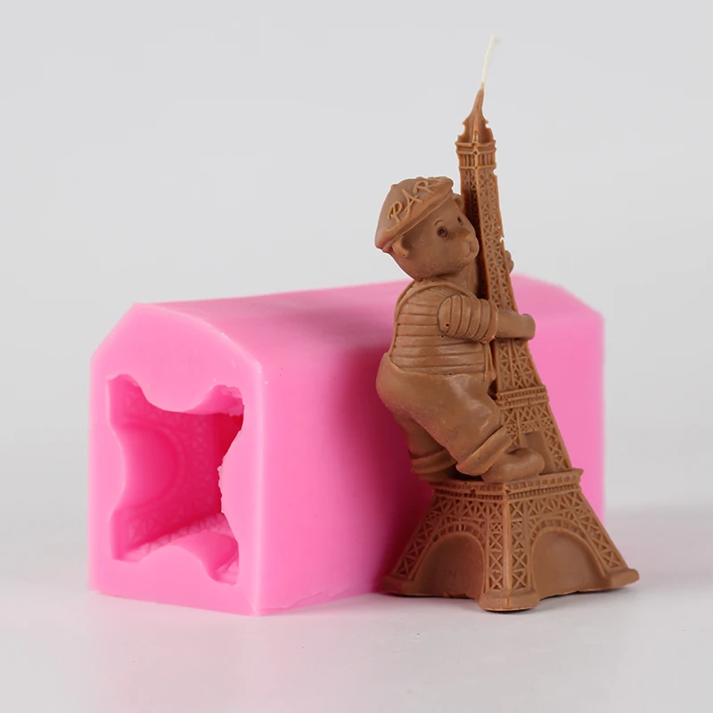 Силиконовые формы для изготовление мыла свеч 3D Медведь и Эйфелева башня форма DIY