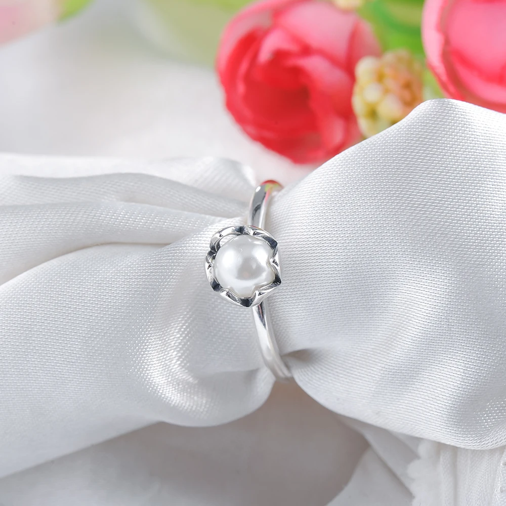 Suplush винтажный белый жемчуг шар серебряные серьги/кольца набор для женщин 925