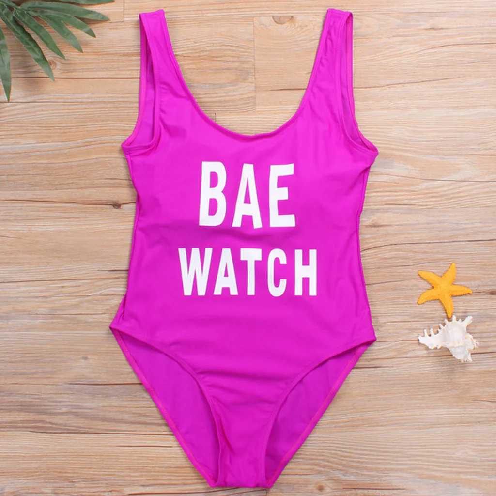 summer Women Solid Letter One Piece Bikini Swimwear Swimsuit Beach Wear Bathing Suit Suits Bodysuit Monokini | Спорт и развлечения