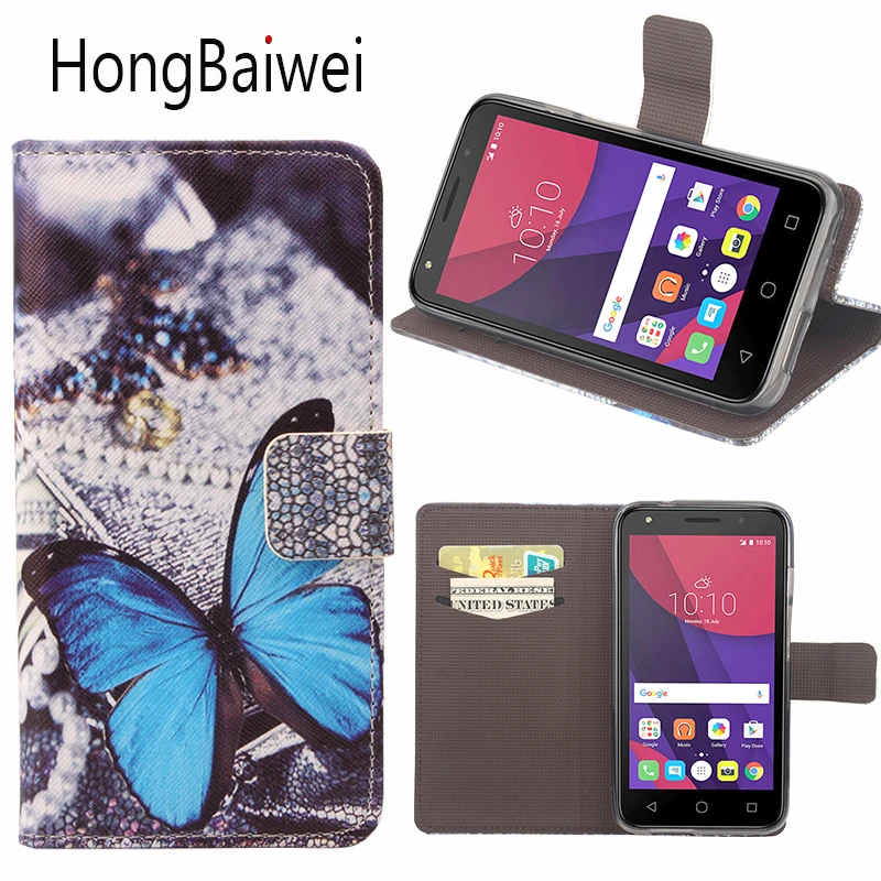 HongBaiwei для Alcatel One Touch Pixi 4 5045X чехол Модная девушка Бабочка узор флип кожаный