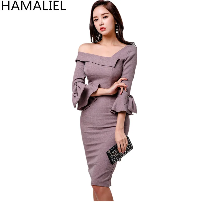 HAMALIEL Новинка 2018 модное облегающее осеннее женское платье из органической кожи