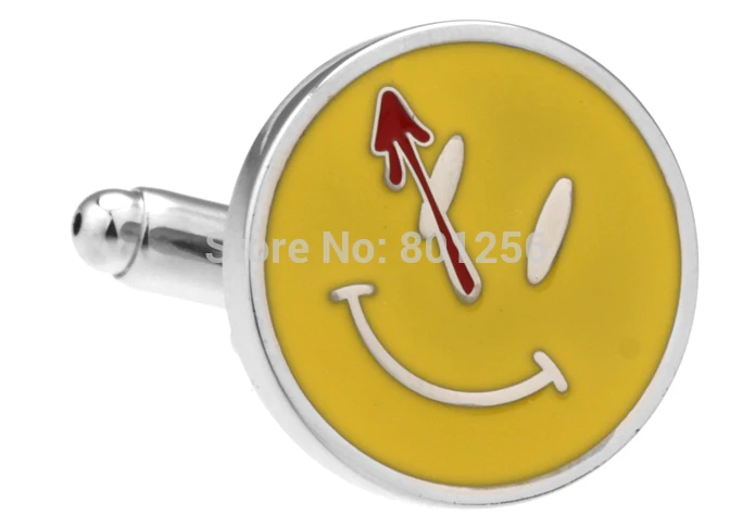 

Free shipping Men Accessories yellow color novelty smile face design copper material men cufflinks whoelsale&retail
