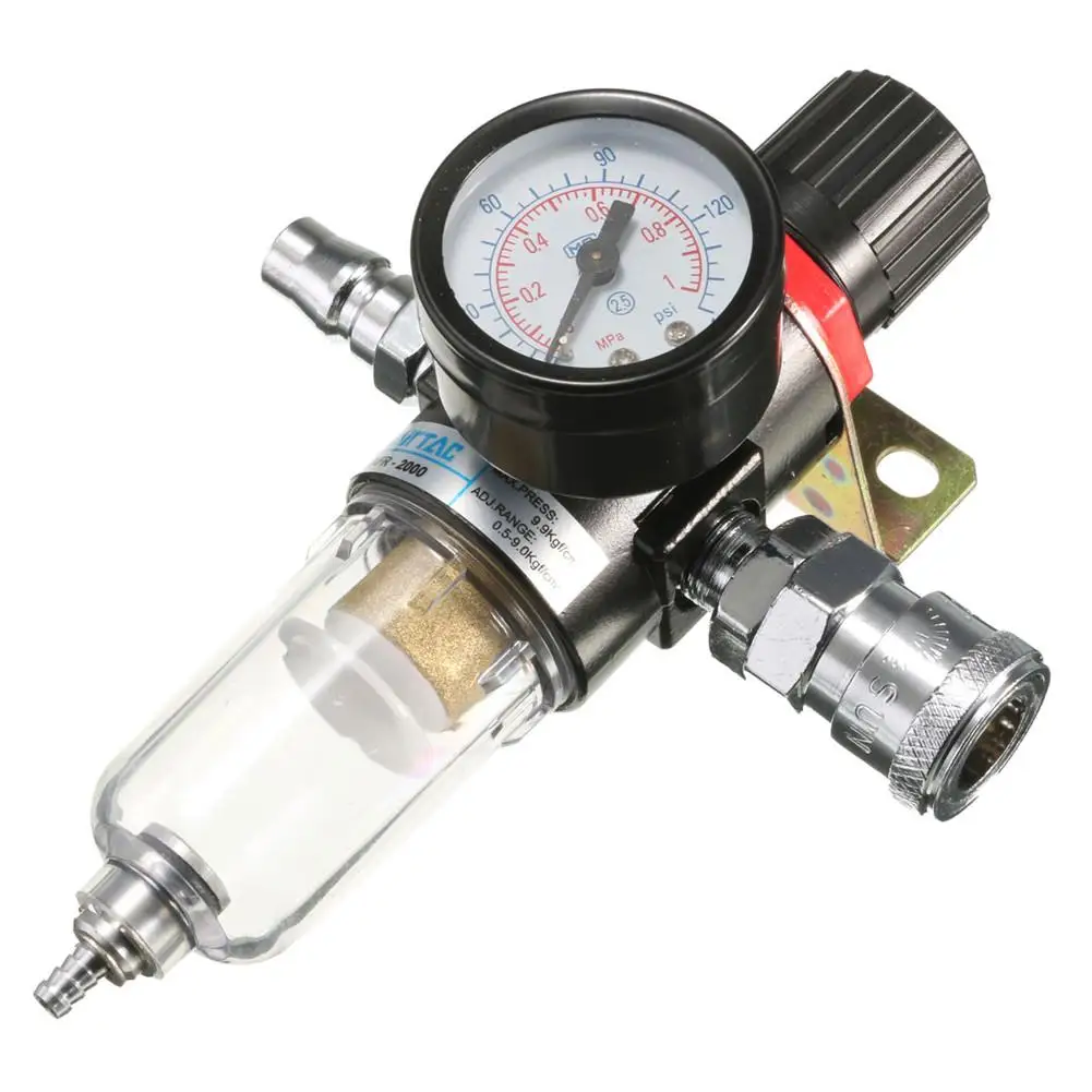 

1/4inch Air Compressor Filter Water Separator Trap Tools Kit Oil Water Separator Regulator Lubricator With Regulator Gauge