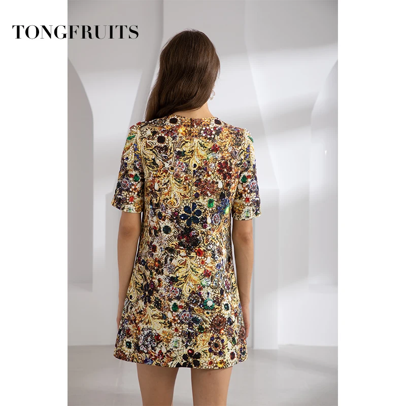 Женское винтажное платье с коротким рукавом Элегантное повседневное цветочным
