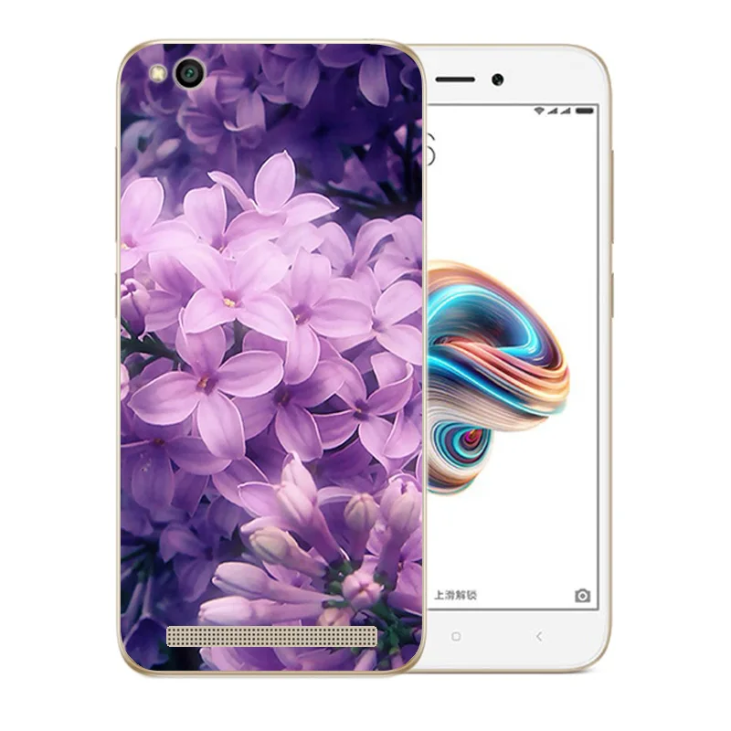 5 0 дюйма для Redmi 5A чехол телефона Xiaomi задняя крышка с цветком прозрачный тонкий