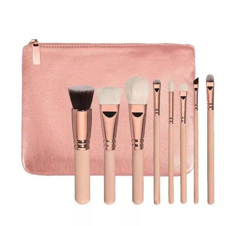 15 Cosmetic Brushes Set Rose Gold Black Wood Handle with Tools | Красота и здоровье