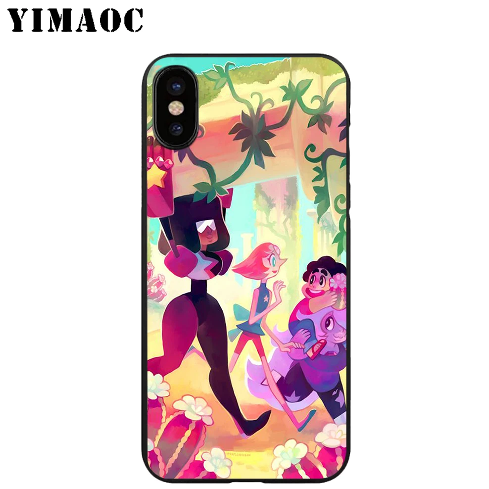 YIMAOC Steven Universe Cute Soft TPU Black Silicone Case for iPhone X or 10 8 7 6 6S Plus 5 5S SE Xr Xs Max |