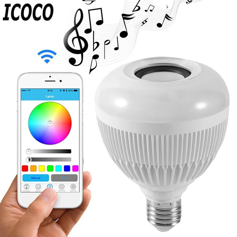 ICOCO 2017 умный беспроводной Bluetooth 12 Вт 28 LED стерео аудио динамик RGB цветная