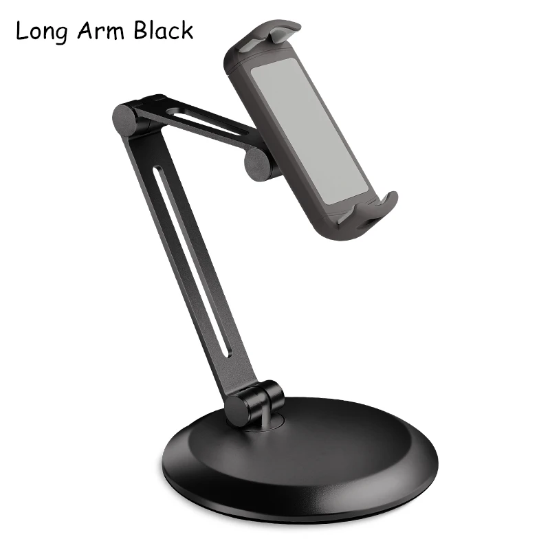 Long arm black Регулируемая подставка для планшета, сверхмощный Настольный держатель для планшета, металлический кронштейн для поддержки 4-1" мобильного телефона/планшетов для iPhone iPad - Цвет: Long arm black