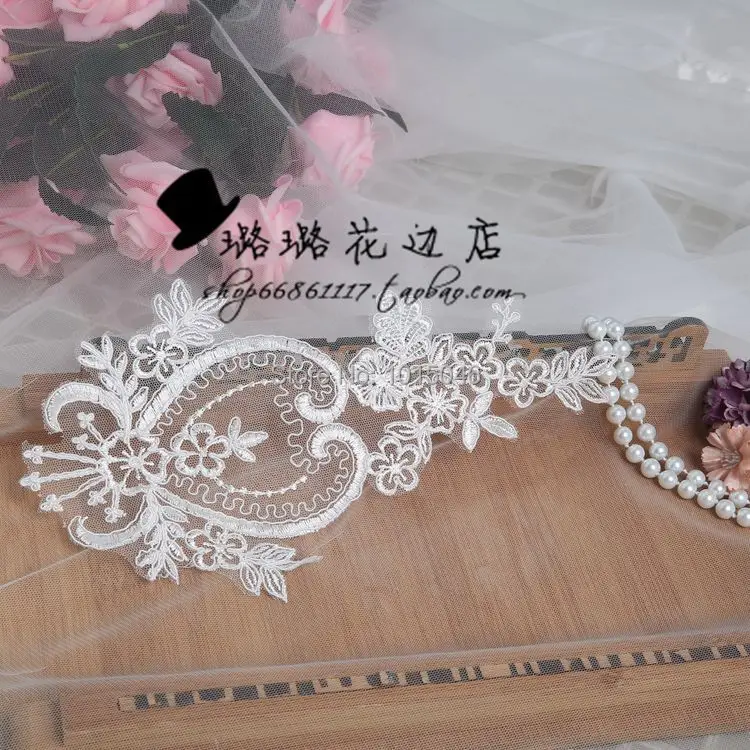 1 пара 26 X14cm нежные кружева аппликация в венецианском стиле кружевное платье с