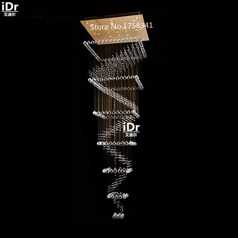 Квадратная лампа двойная лестница в фойе для гостиной люстра с кристаллами